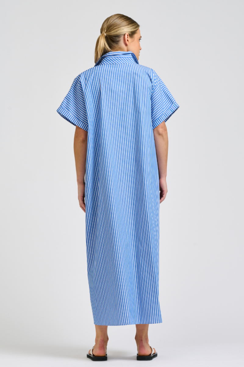 Shirty Sasha Dress - Mid Blue Stripe