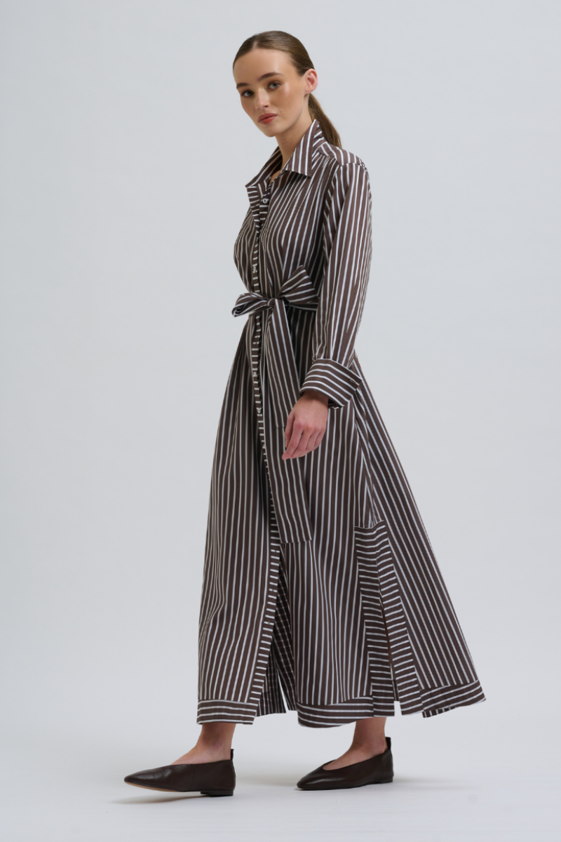 Shirty Sybil Dress - Chocolate Stripe