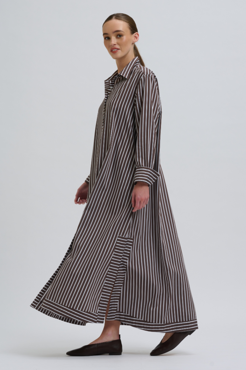 Shirty Sybil Dress - Chocolate Stripe