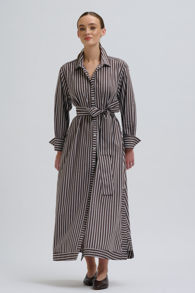 Shirty Sybil Dress - Chocolate Stripe