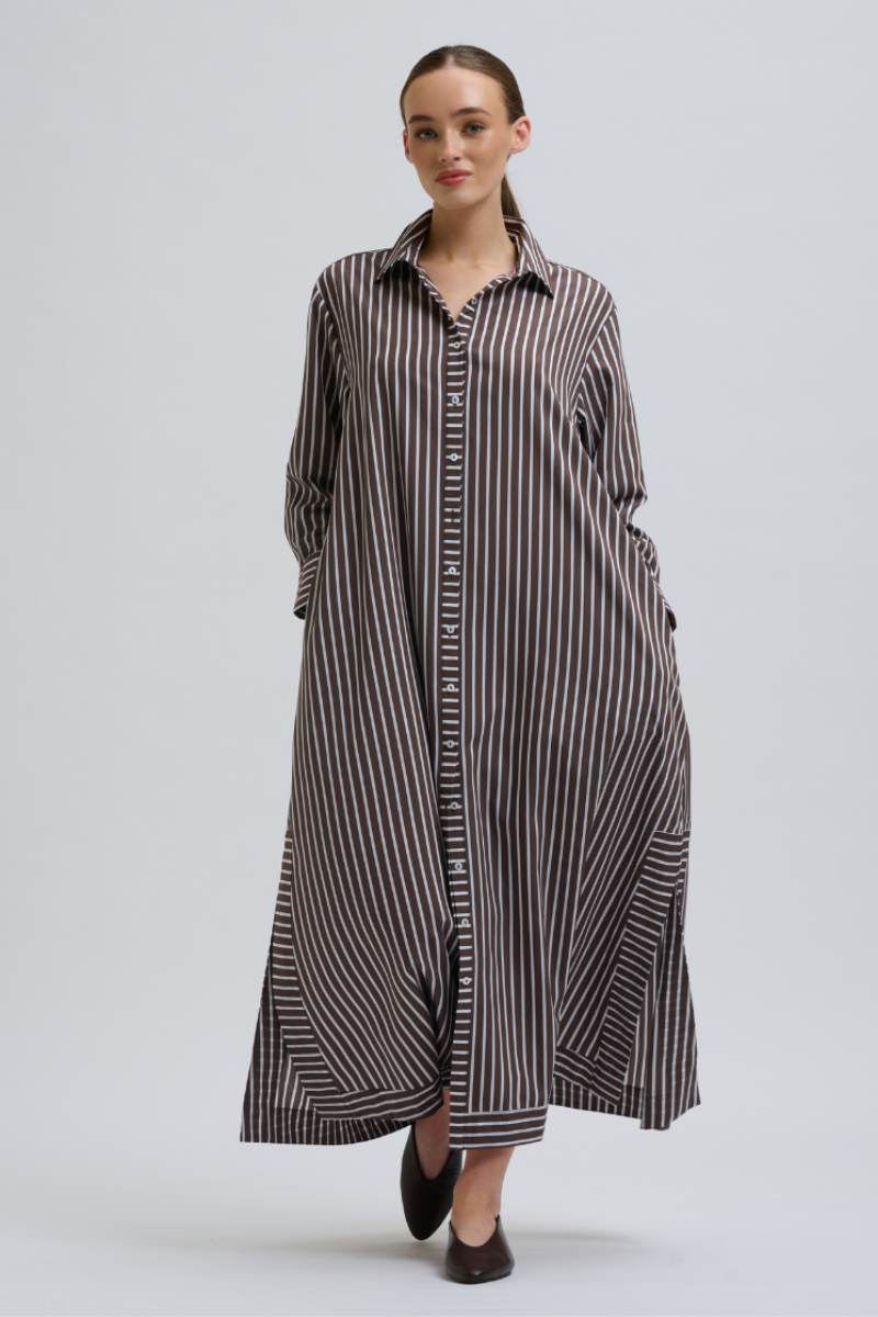Shirty Sybil Dress - Chocolate Stripe