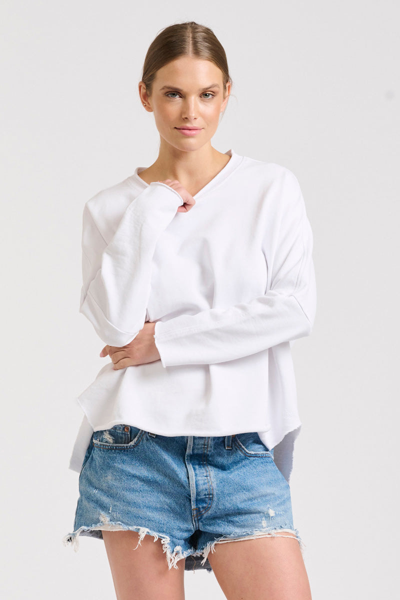 Raw Long Sleeve Sweatshirt - White