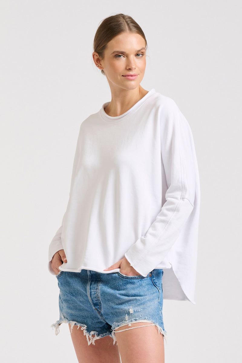 Raw Long Sleeve Sweatshirt - White