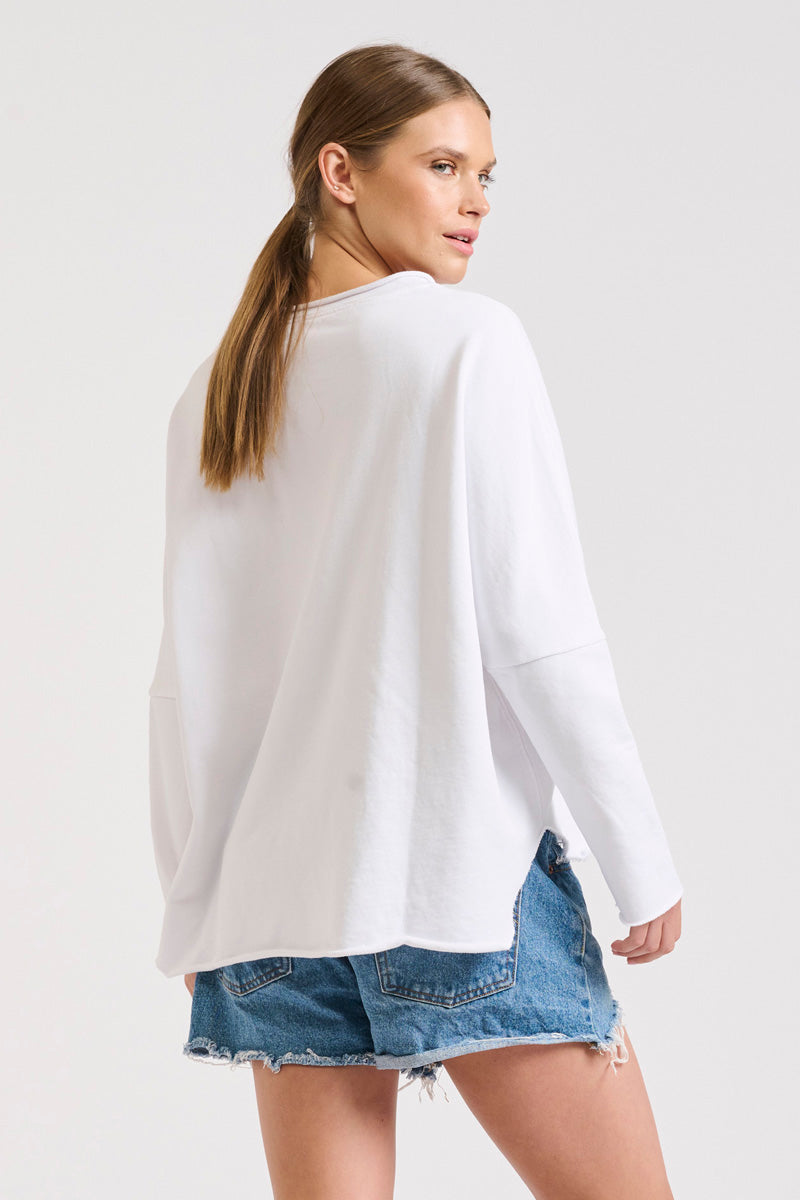 Raw Long Sleeve Sweatshirt - White